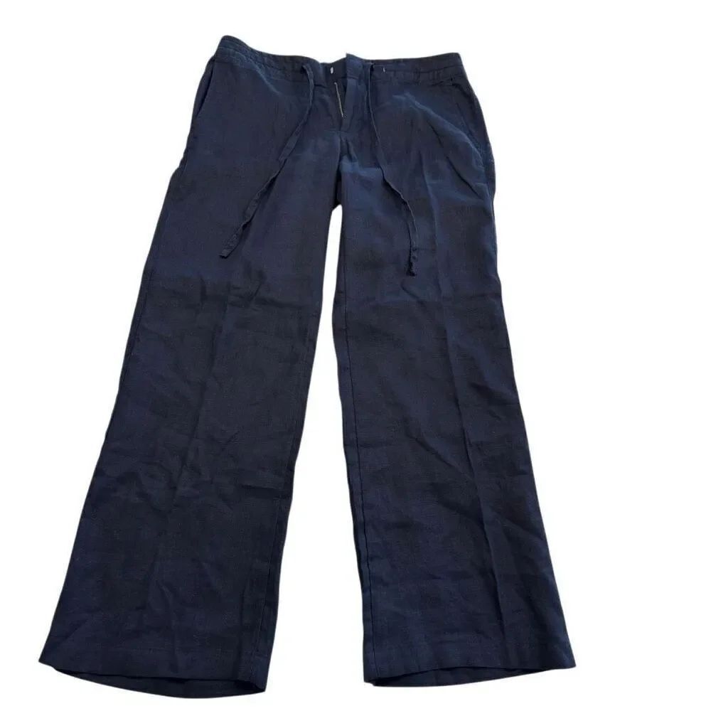 Banana Republic Drawstring Wide Leg Palazzo Pants Navy Blue Size 4